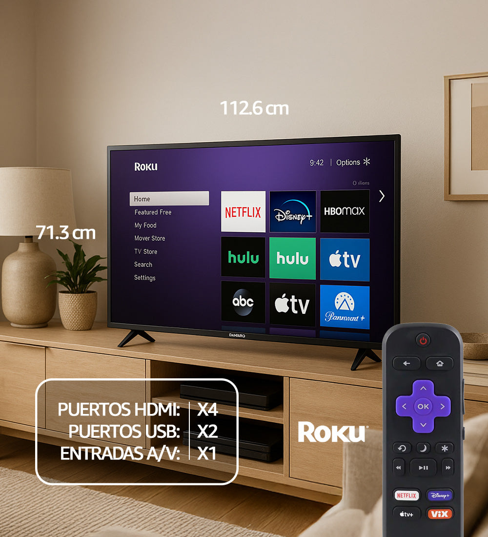 Pantalla DAEWOO 50" 4K LED FULL HD ROKU TV