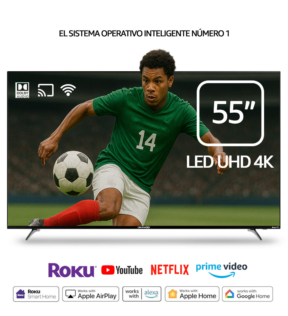 Pantalla DAEWOO 55&quot; 4K LED UHD FRAMELESS ROKU TV