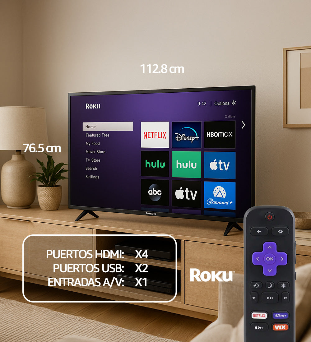 Pantalla DAEWOO 55&quot; 4K LED UHD FRAMELESS ROKU TV