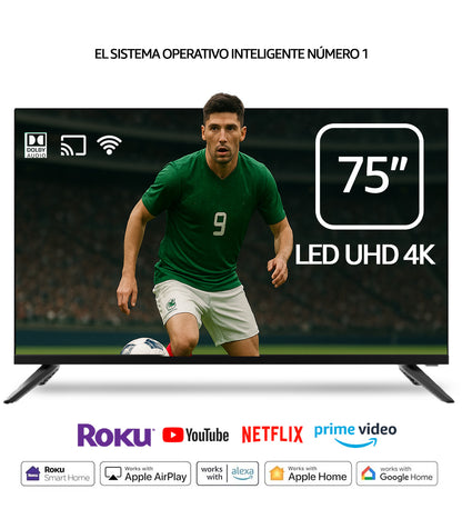 Pantalla DAEWOO 75&quot; 4K LED UHD FRAMELESS ROKU TV